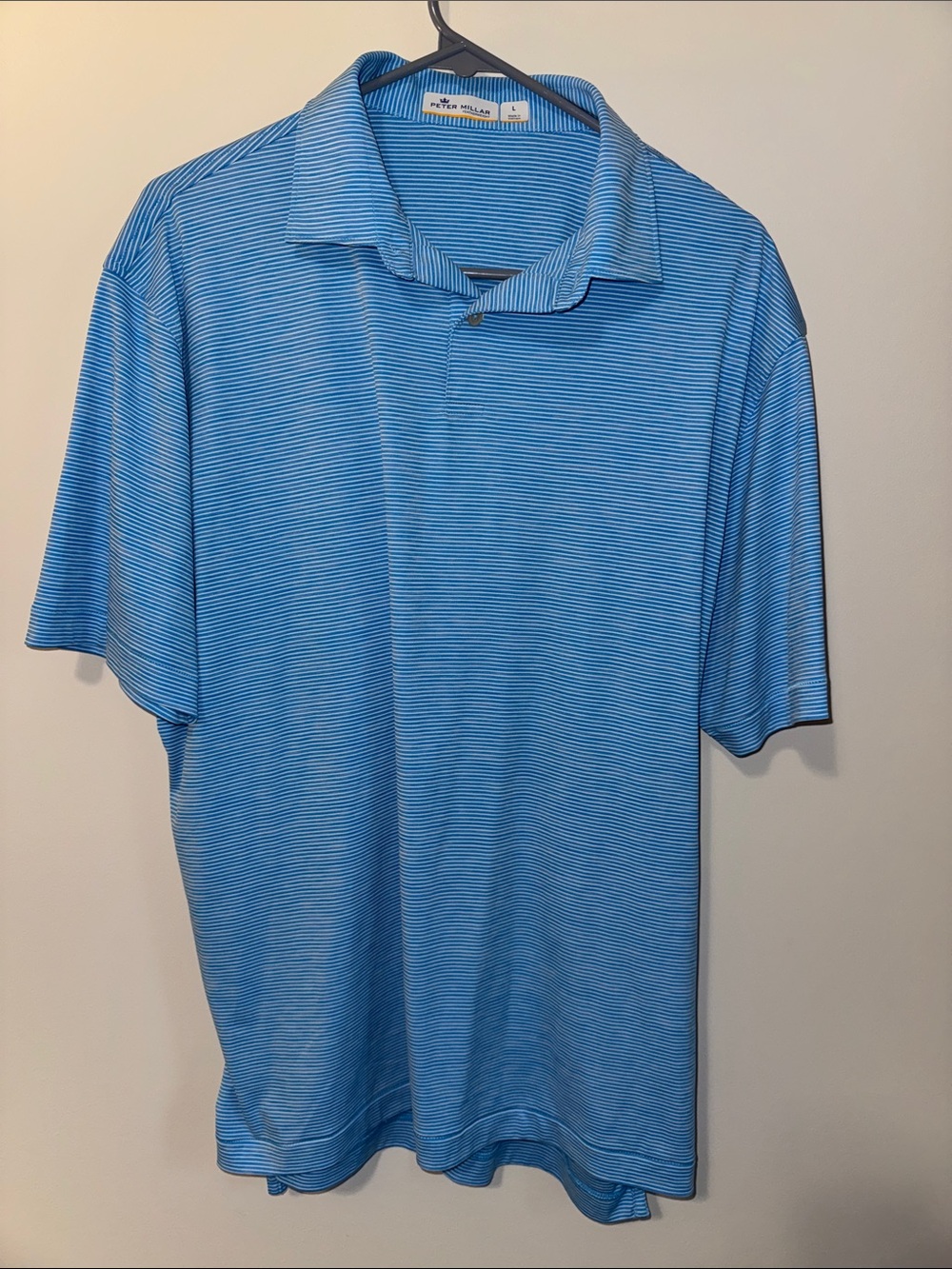 Peter Millar Light Blue Striped Performance Polo